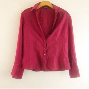 Ann Taylor Burgundy  100% Silk  Button Up Top size MP